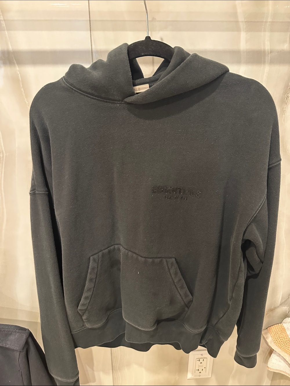 Essentials Washed Black Crewneck Sweatshirt - Men